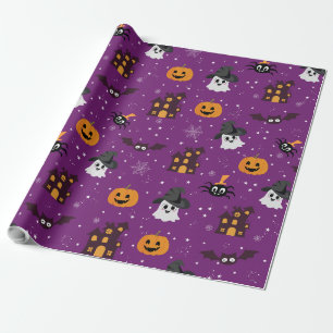 Halloween Pattern Purple Wrapping Paper