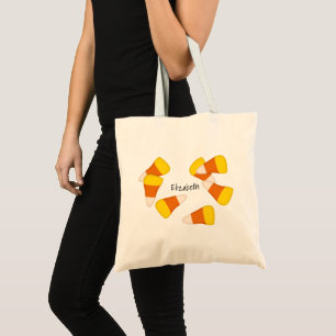 Halloween pattern random candy corn pieces tote bag