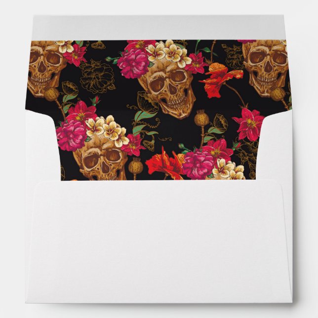 Halloween pattern,skulls,roses,gothic,black,trendy envelopes (Back (Bottom))