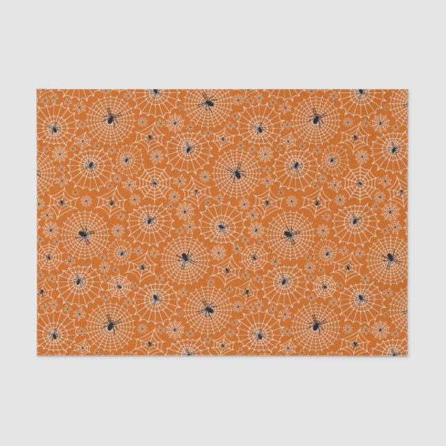 Halloween Pattern | Spiders on Spiderwebs Tissue Paper (Front)