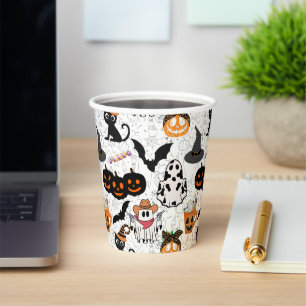 Halloween pattern. Spooky and cute Paper Cups