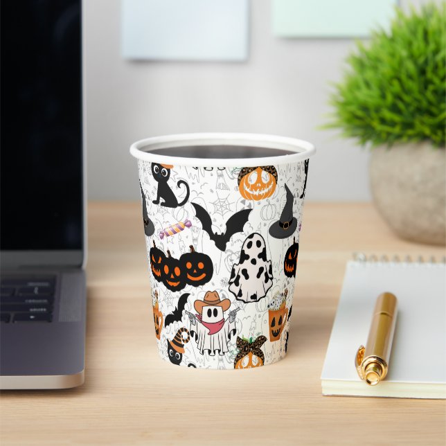 Halloween pattern. Spooky and cute Paper Cups (Insitu)