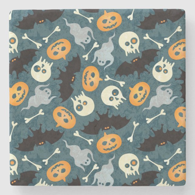 Halloween pattern stone coaster (Front)
