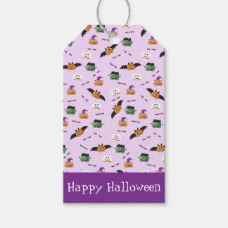 Halloween Pattern Thank You Pumpkins Purple Gift Tags