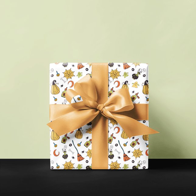 Halloween Pattern White Wrapping Paper (Creator Uploaded)