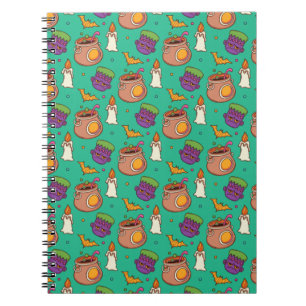 Halloween Pattern With Bats and Green Pattern Notebook