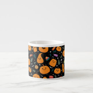 Halloween Pattern With Candy and Black Pattern Espresso Cup