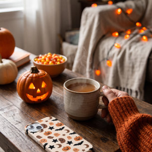 Halloween Pattern with Cute Ghosts and Pumpkins iPhone 15 Case