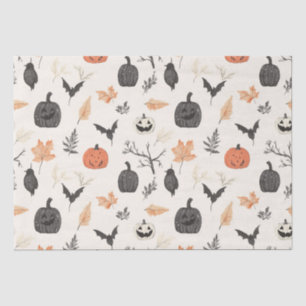 Halloween pattern with pumpkins and birds. tissue paper