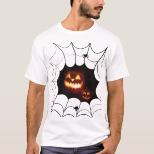 Halloween Pattern with Pumpkins and Spiders T-Shirt