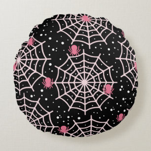 Halloween Pattern with Spider Round Cushion