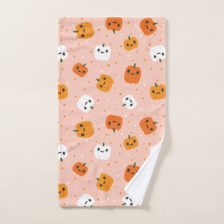Halloween Pattern With Watercolor and Pink Pattern Hand Towel