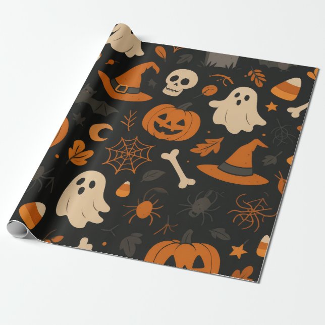 Halloween Pattern Wrapping Paper (Unrolled)