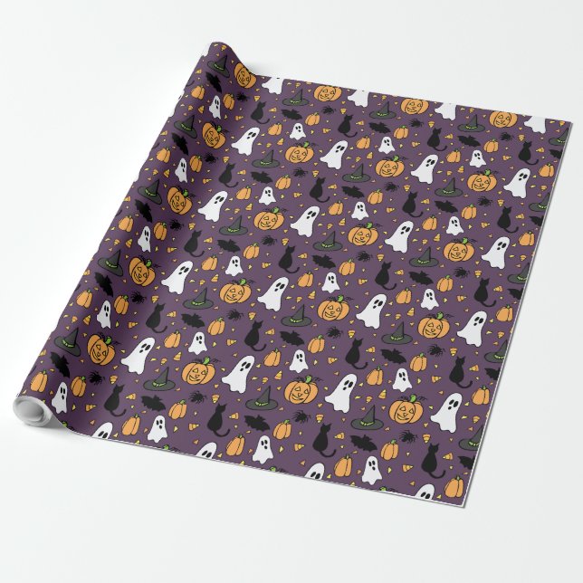 Halloween Pattern Wrapping Paper (Unrolled)