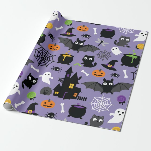 Halloween Pattern Wrapping Paper (Unrolled)