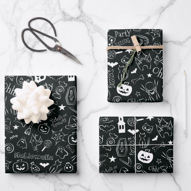 Halloween Pattern Wrapping Paper Sheet (Front)