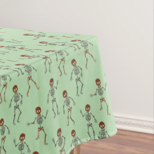 Halloween Patttern Of Dancing Skeletons Tablecloth