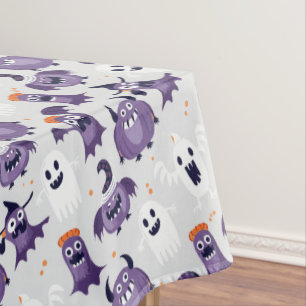 Halloween Patttern Scary Ghosts and Monsters Tablecloth