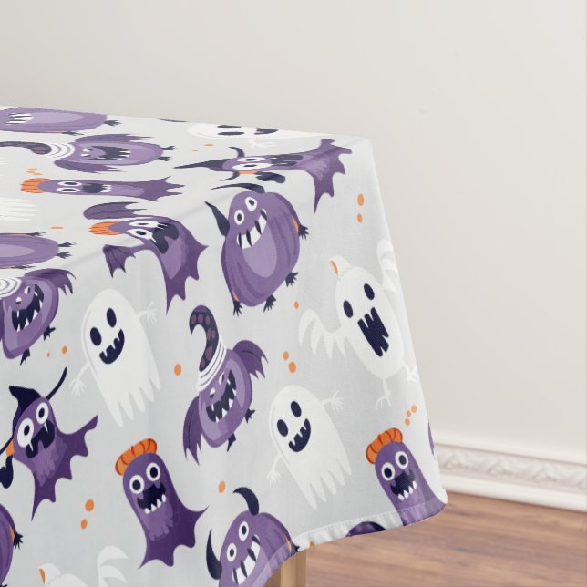 Halloween Patttern Scary Ghosts and Monsters Tablecloth (In Situ)