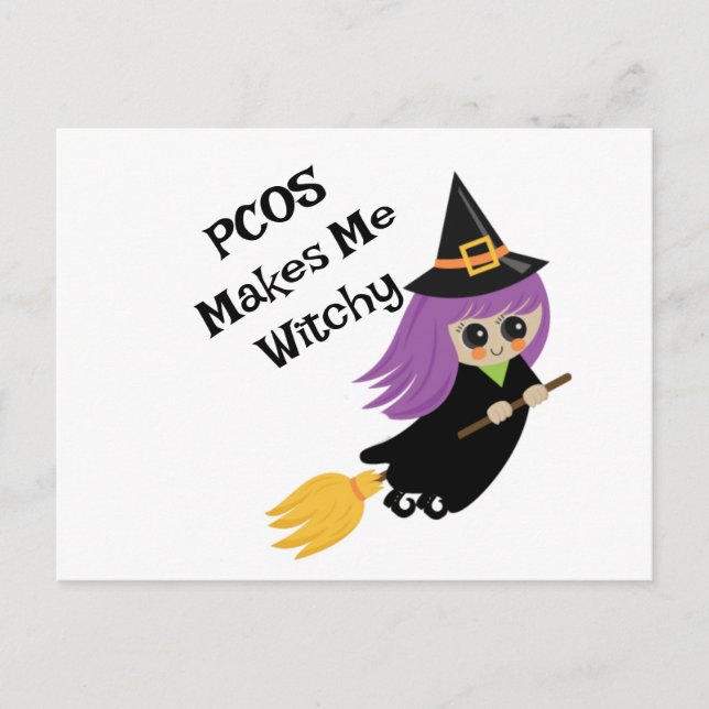 Halloween PCOS Makes Me Witchy Postcard (Front)