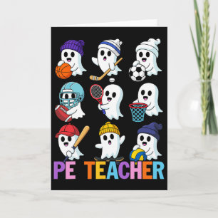 Halloween Pe Teacher Ghost Playing Soccer Footll S Card