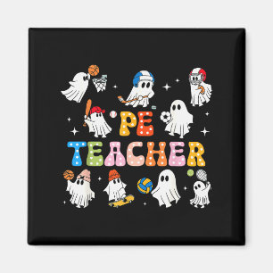 Halloween Pe Teacher Ghost Playing Sports Physical Magnet
