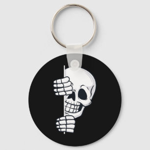 Halloween Peeking Skeleton Scary Boys Girls Kids Key Ring