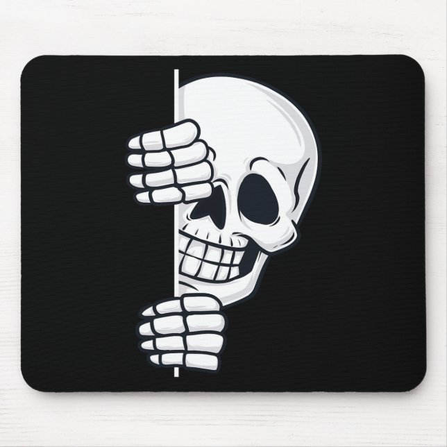 Halloween Peeking Skeleton Scary Boys Girls Kids  Mouse Mat (Front)