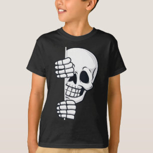 Halloween Peeking Skeleton Scary Boys Girls Kids  T-Shirt