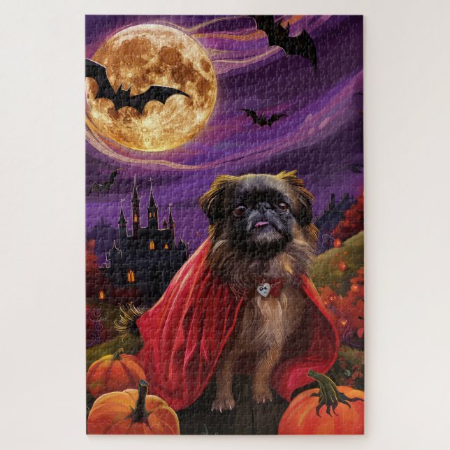 Halloween Pekingese Vampire Pumpkins Scary Jigsaw Puzzle (Vertical)