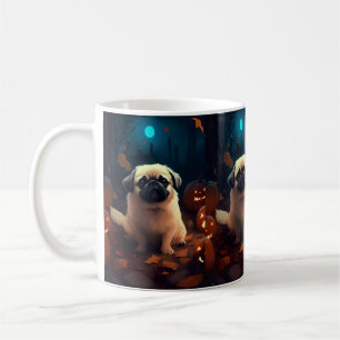 Halloween Pekingese With Pumpkins Scary Coffee Mug