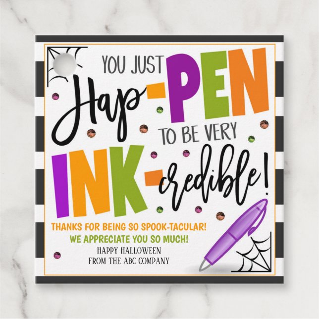 Halloween Pen Thank You Gift Tags (Front)
