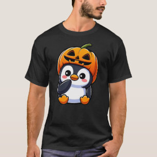 Halloween Penguin Pumpkin Hat T-Shirt