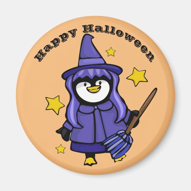 Halloween Penguin Witch Magnet (Front)