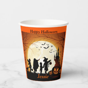 Halloween Personalise Name Kids Party Paper Cups