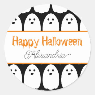 Halloween Personalised Cute Ghosts Classic Round Sticker