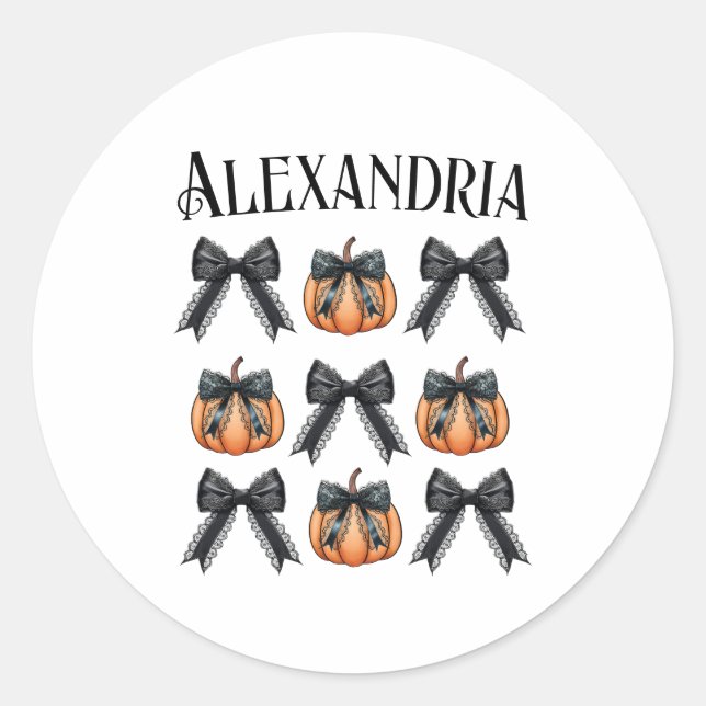 Halloween Personalised Name Classic Round Sticker (Front)