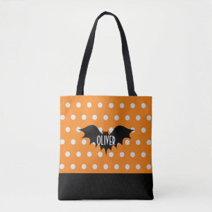 Halloween personalised trick or treat monogram tote bag