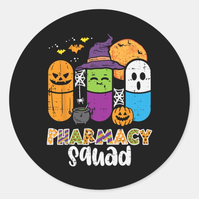 Halloween Pharmacy Squad PIlls Costume Pharmacist  Classic Round Sticker (Front)