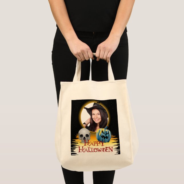 Halloween Photo Frame Skull Jack o Lantern Tote Bag (Front (Product))