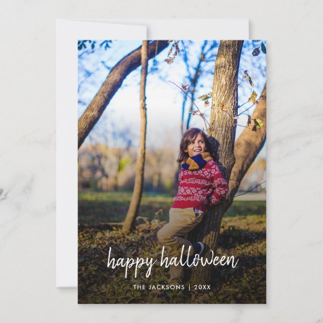 Halloween Photo | Modern Trendy Stylish Flat Card (Front)
