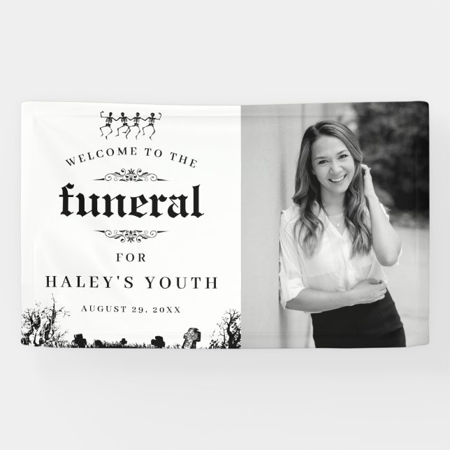 Halloween Photo RIP Twenties 30th Funeral Birthday Banner (Horizontal)