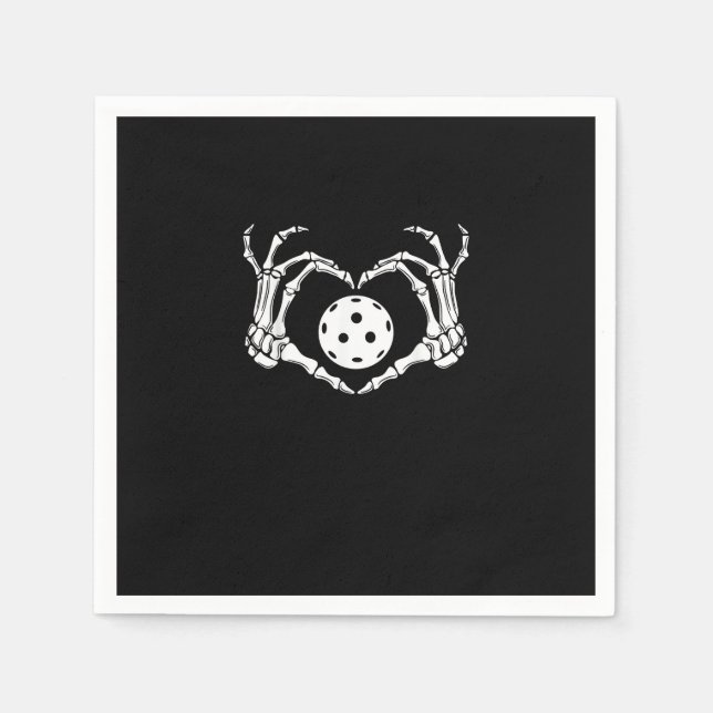 Halloween Pickle Skeleton Heart Hands Napkin (Front)