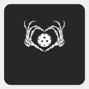 Halloween Pickle Skeleton Heart Hands Square Sticker