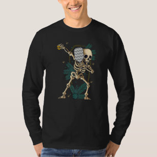 Halloween Pickleball Costume Dabbing Skeleton Pick T-Shirt