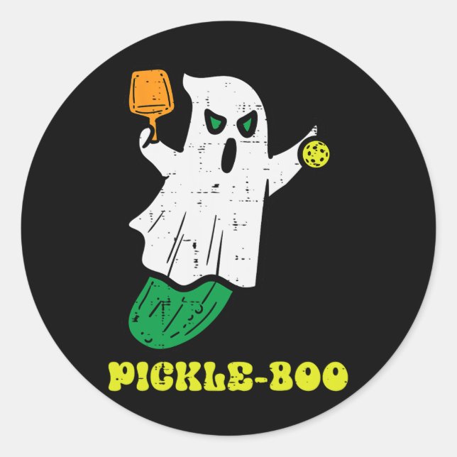 Halloween Pickleball Pickle Boo Ghost Costume Men  Classic Round Sticker (Front)