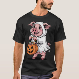 Halloween Pig Ghost Pumpkin Trick Or Treat  T-Shirt