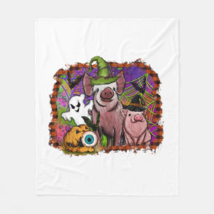 Halloween Pigs Fleece Blanket