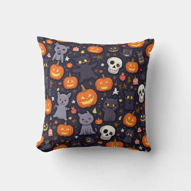  halloween, pillow, cushion, pumpkin, skull cushion (Front)