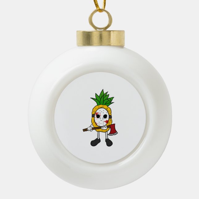 Halloween Pineapple  Ceramic Ball Christmas Ornament (Front)
